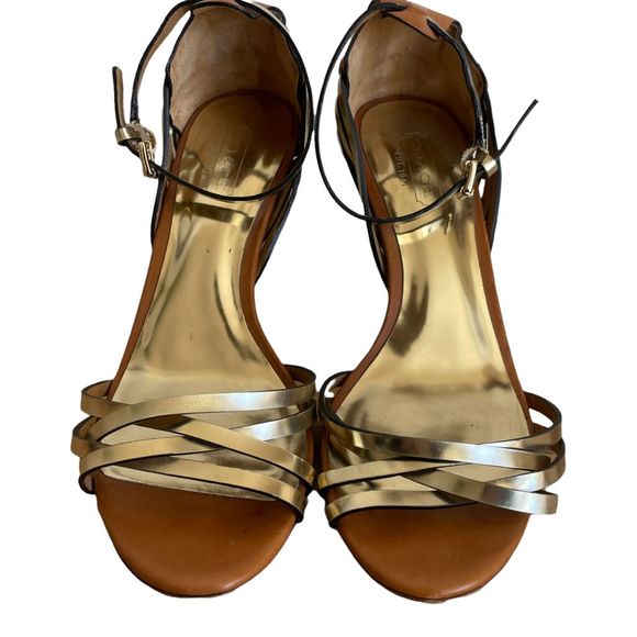 Coach brown and gold strap heels sandals - Picture 4 of 9
